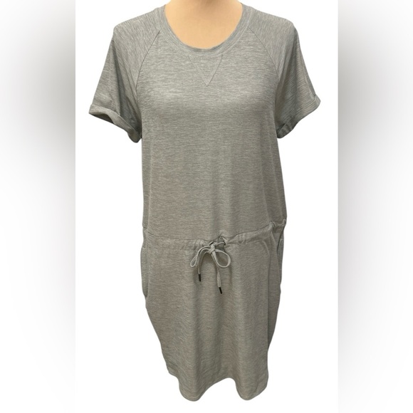 Kyodan Outdoor Eden T-Shirt Dress Gray Medium Drawstring At Waist Cuffed Sleeves - Picture 4 of 12